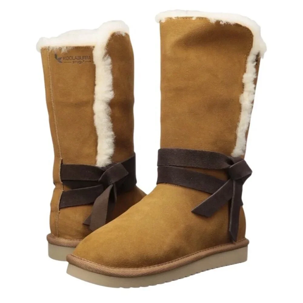 Koolaburra by UGG Women's Rozalia mid calf Tall Boots chestnut suede women’s 8